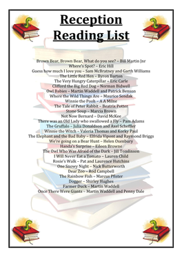 Reception Reading List