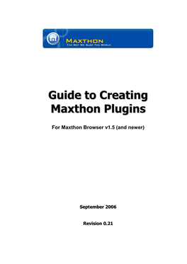 Guide to Creating Maxthon Plugins Page 3 of 33