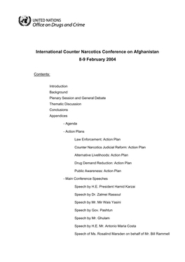 International Counter Narcotics Conference on Afghanistan 8-9 February 2004