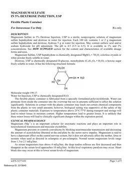 Magnesium Sulfate in 5% Dextrose Injection, Usp