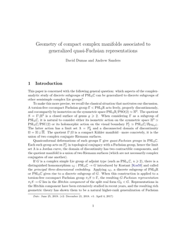 Geometry of Compact Complex Manifolds Associated to Generalized Quasi-Fuchsian Representations