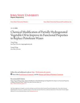Chemical Modification of Partially Hydrogenated Vegetable Oil To