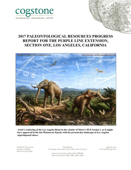 2017 Paleontological Resources Progress Report for the Purple Line Extension, Section One, Los Angeles, California