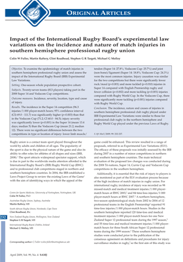 ORIGINAL ARTICLES Impact of the International Rugby Board's