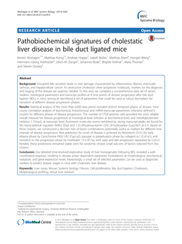 Pathobiochemical Signatures of Cholestatic Liver Disease in Bile Duct