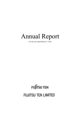 Annual Report for the Year Ended March 31, 2010