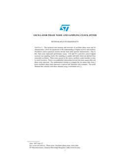 Oscillator Phase Noise and Sampling Clock Jitter