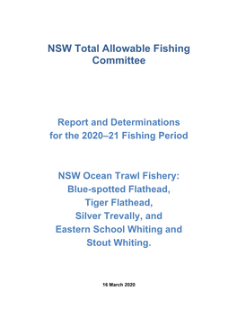 NSW Ocean Trawl Fishery TACC Determinations 2020-21