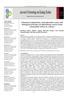 Chemical Composition, Total Phenolics Assay and Biological Activities Of