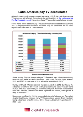 Latin America Pay TV Decelerates