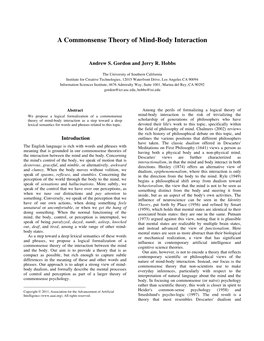 A Commonsense Theory of Mind-Body Interaction