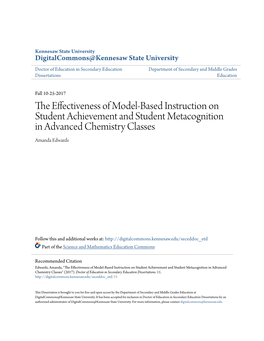 The Effectiveness of Model-Based Instruction on Student Achievement and Student Metacognition in Advanced Chemistry Classes" (2017)