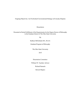 Feigning Objectivity: an Overlooked Conversational Strategy in Everyday Disputes