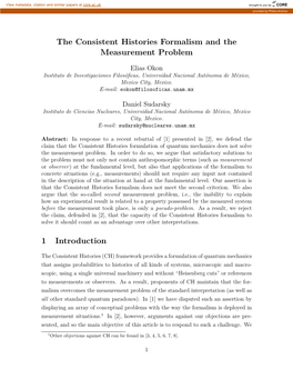 The Consistent Histories Formalism and the Measurement Problem