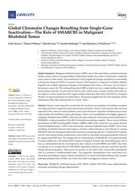 Global Chromatin Changes Resulting from Single-Gene Inactivation—The Role of SMARCB1 in Malignant Rhabdoid Tumor
