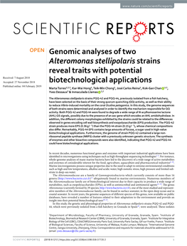 Genomic Analyses of Two Alteromonas Stellipolaris Strains Reveal Traits