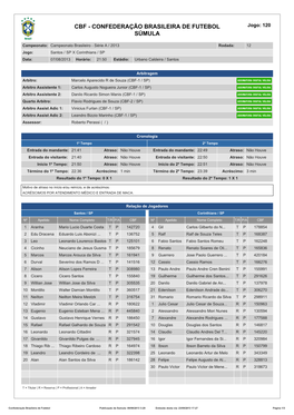 CBF - CONFEDERAÇÃO BRASILEIRA DE FUTEBOL Jogo: 120 SÚMULA