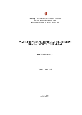 Anadolu Pop/Rock'ta Toplumsal Belleğin Izini Sürmek: 1960'Lı Ve