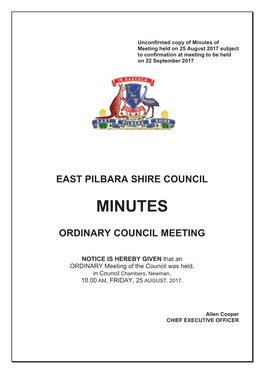 East Pilbara Shire Council Minutes Ordinary