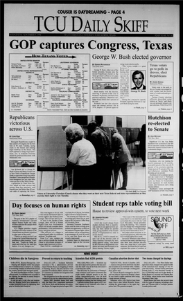 Tcu Daily Skiff Wednesday, November 9,1994 Texas Christian University, Fort Worth, Texas 92Nd Year, No