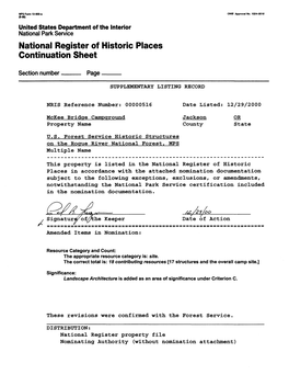 National Register of Historic Places Continuation Sheet