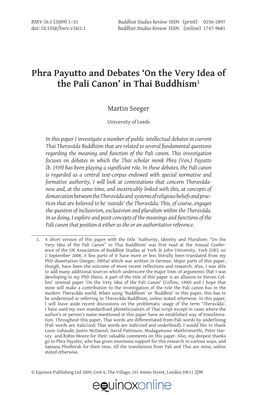 Phra Payutto and Debates 'On the Very Idea of the Pali Canon' in Thai