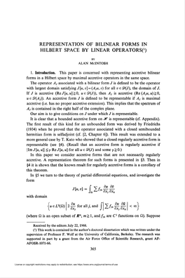 Hilbert Space by Linear Operatorso