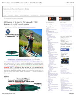 Colorado Kayak Supply Blog 1/20/10 11:33 AM