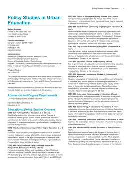 Policy Studies in Urban Education 1