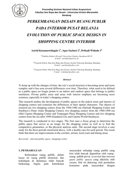 Perkembangan Desain Ruang Publik Pada Interior Pusat Belanja Evolution of Public Space Design in Shopping Centre Interior