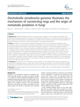 Drechslerella Stenobrocha Genome Illustrates the Mechanism Of