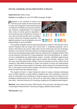 Cell Size, Polyploidy, and Sex Determination in Nasonia