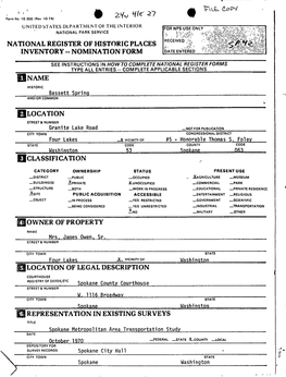 Na Tional Register of Historic Places Inventory -- Nomination Form