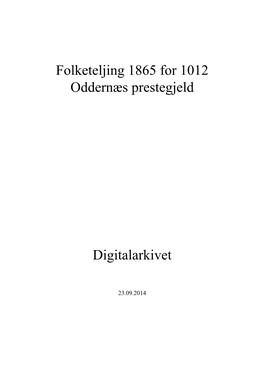 Folketeljing 1865 for 1012 Oddernæs Prestegjeld Digitalarkivet