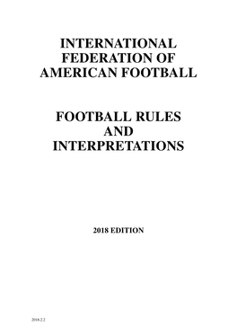 Football Rules and Interpretations 2018 Edition