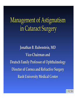 Management of Astigmatism in Cataract Surgery