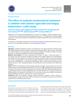 The Effect of Orofacial Myofunctional Treatment in Children with Anterior