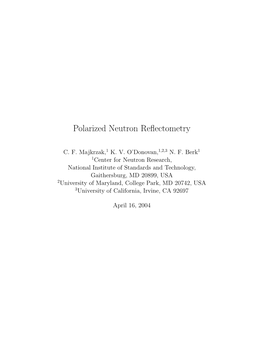 Polarized Neutron Reflectometry