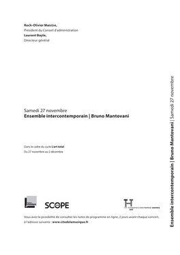 Ensemble Intercontemporain, Bruno Mantovani