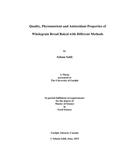 Thesis Presented to the University of Guelph