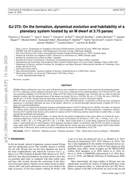 GJ 273: on the Formation, Dynamical Evolution and Habitability of a Planetary System Hosted by an M Dwarf at 3.75 Parsec