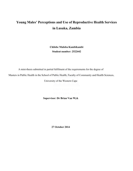 Young Males' Perceptions and Use of Reproductive Health Services In