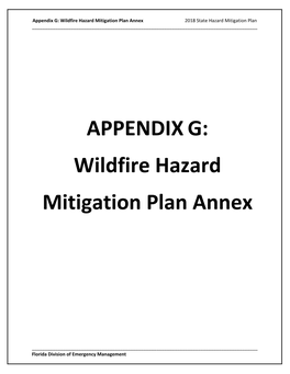 Wildfire Hazard Mitigation Plan Annex 2018 State Hazard Mitigation Plan ______