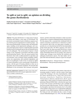 To Split Or Not to Split: an Opinion on Dividing the Genus Burkholderia