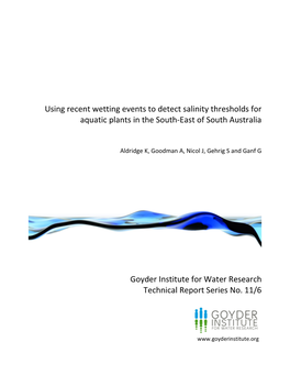 Using Recent Wetting Events to Detect Salinity Thresholds for Aquatic Plants in the South-East of South Australia