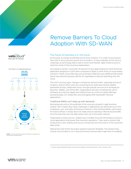 Remove Barriers to Cloud Adoption with SD-WAN