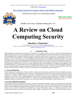 A Review on Cloud Computing Security