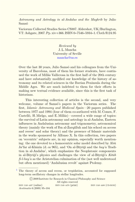 Astronomy and Astrology in Al-Andalus and the Maghrib by Julio Samsó Variorum Collected Studies Series CS887. Aldershot, UK/Burlington, VT: Ashgate, 2007