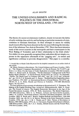 The United Englishmen and Radical Politics in the Industrial North-West of England, 1795-1803*