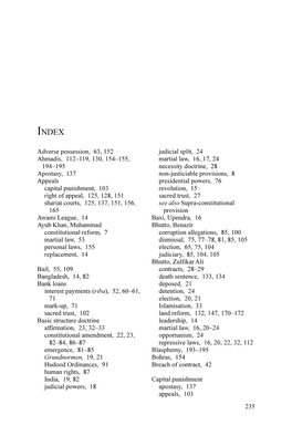 Adverse Possession, 63, 152 Ahmadis, 112–119, 130, 154–155, 194–195 Apostasy, 137 Appeals Capital Punishment, 103 Right O